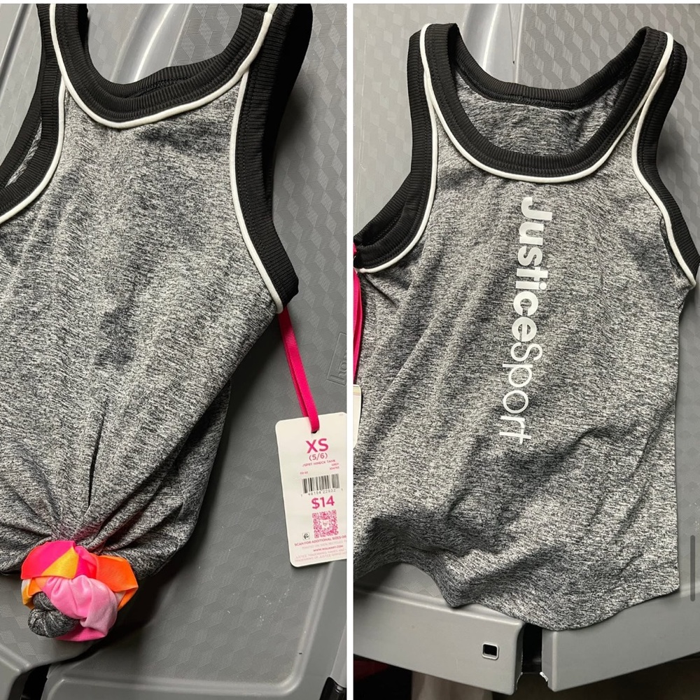 Justice Sport Gray and Black Tank Top